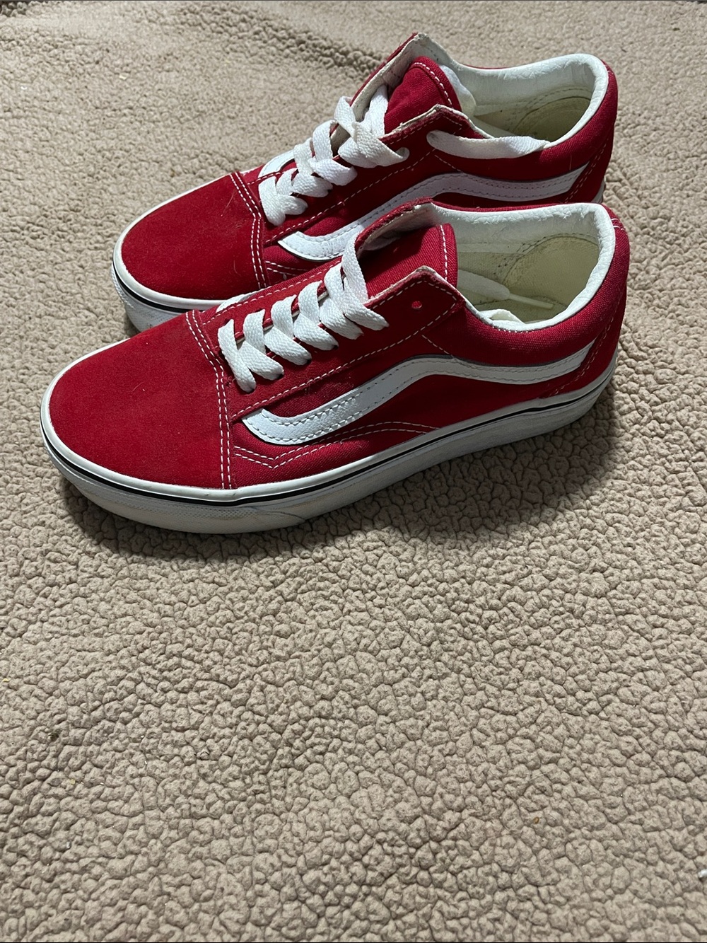 Vans Old Skool Red and White Low-Top Skate Sneakers